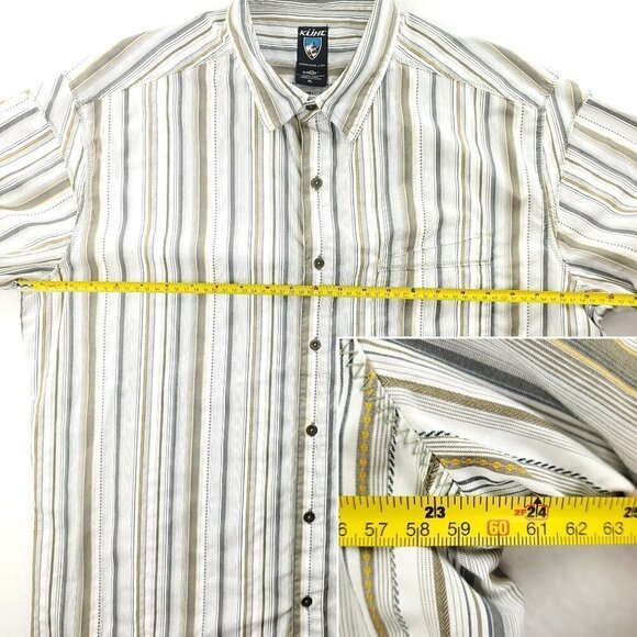 KUHL Suncel Shirt Men's XL Button Up Short Sleeve Striped Hiking Metal Buttons - Picture 8 of 11